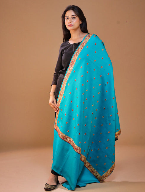 Women's Pure Wool Faux Pashmina Hand Embroidery Shawl